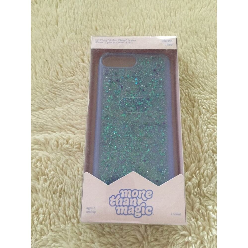 More Than Magic iPhone 8+/7+/6s+/6+ Glitter Case- Blue Star